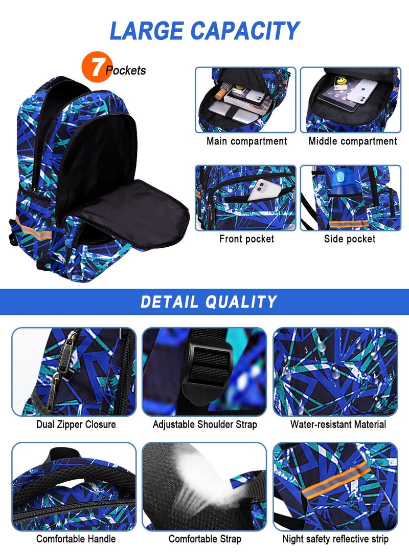 3-PCS Boys Rolling Backpacks Kids'Luggage Wheeled Backpack for School Boys Trolley Bags Roller Bookbag with Lunch Bag