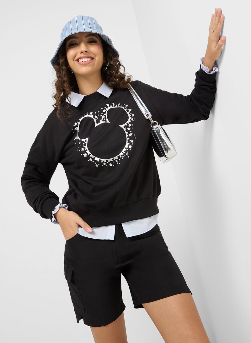 Mickey Oversize Foil Print Sweatshirt