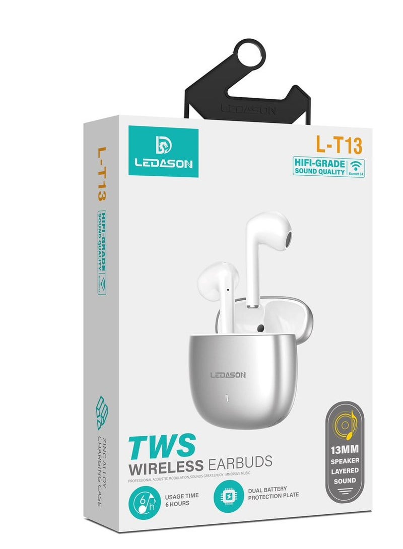 TWS Wireless Ear Buds Zinc Alloy Charging Case-Blue