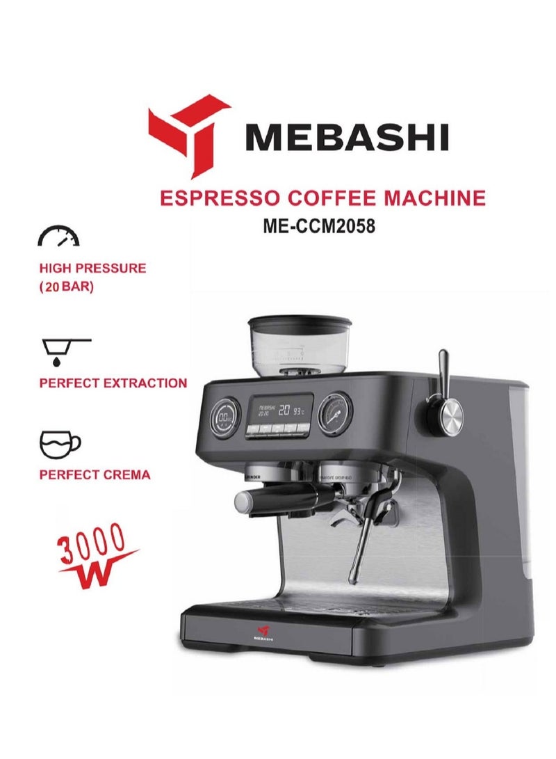 Espresso Coffee Machine With Grinder 20 Bar High Pressure 3000 W