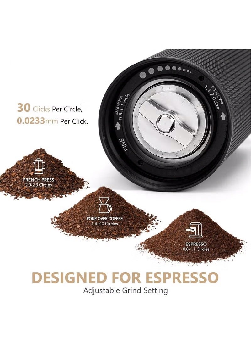 Save time and effort Hand Coffee Grinder, Manual Coffee Hand Grinder Capacity 25g with CNC Stainless Steel Conical Burr, Internal Adjustable Setting, Double Bearing Positioning for Travel, Camping