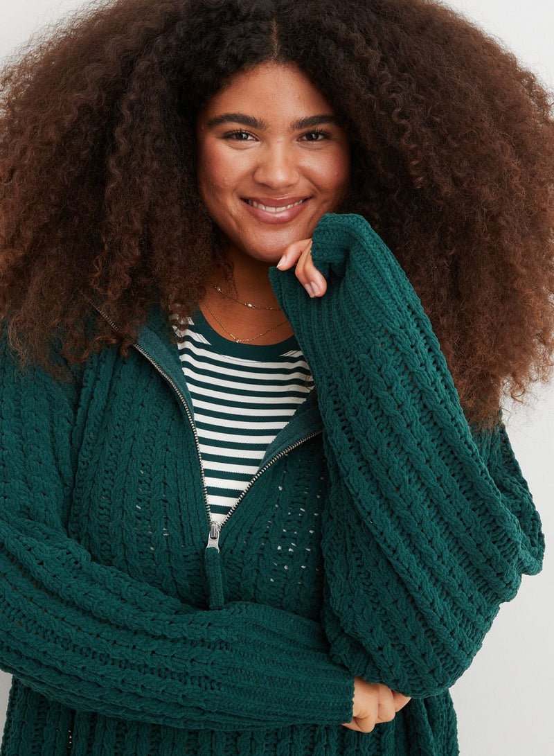 Quarter Zip Braided Knitted Sweater