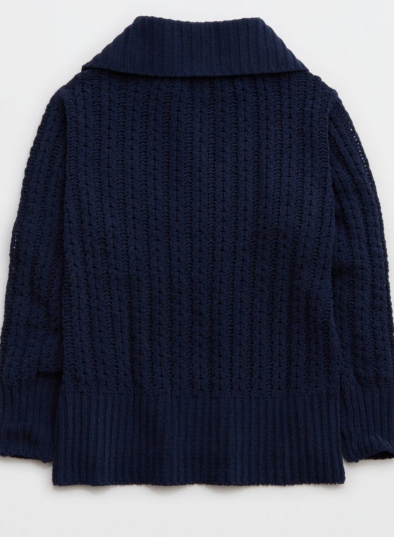 Quarter Zip Braided Knitted Sweater