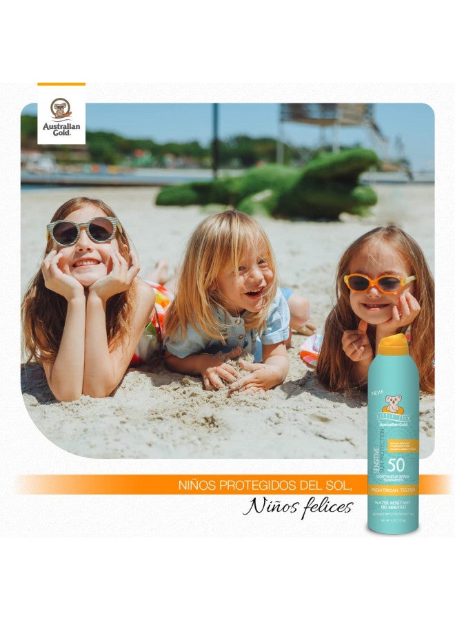 Australian Gold Australian gold little joey continuous spray, spf 50 broad spectrum water resistant for up to 80 minutes pediatrician tested hypoallergenic fragrance free, 6 Ounce, A70915