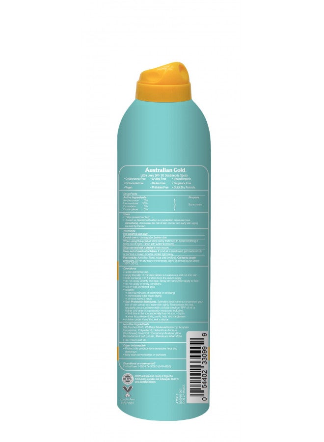 Australian Gold Australian gold little joey continuous spray, spf 50 broad spectrum water resistant for up to 80 minutes pediatrician tested hypoallergenic fragrance free, 6 Ounce, A70915