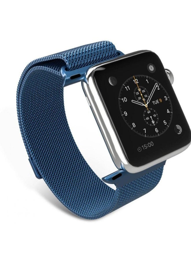 Stainless Steel Milanese Glass Screen Protector For Apple Watch Blue