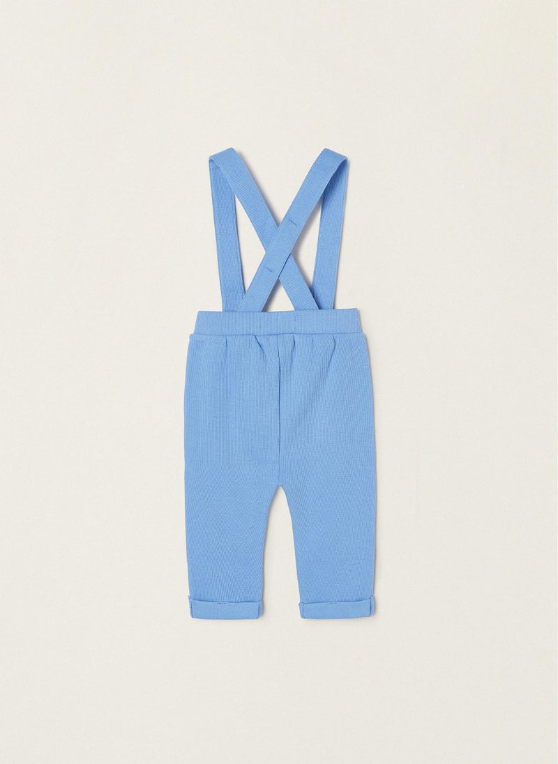 Cotton Ribbed Trousers with Straps for Newborn Baby Boys