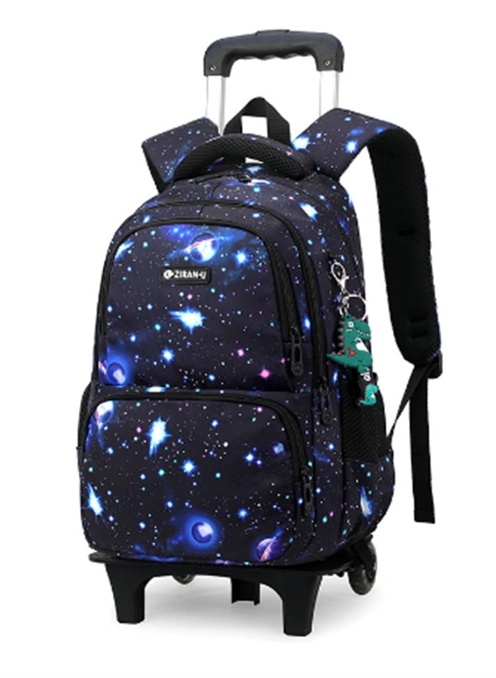 Kids Rolling Backpacks Large Capacity Students School Bag Wheeled Boys and Girls Luggage Bag Fashion Printed Trolley Bags for Elementary and Middle School (Black-5147)