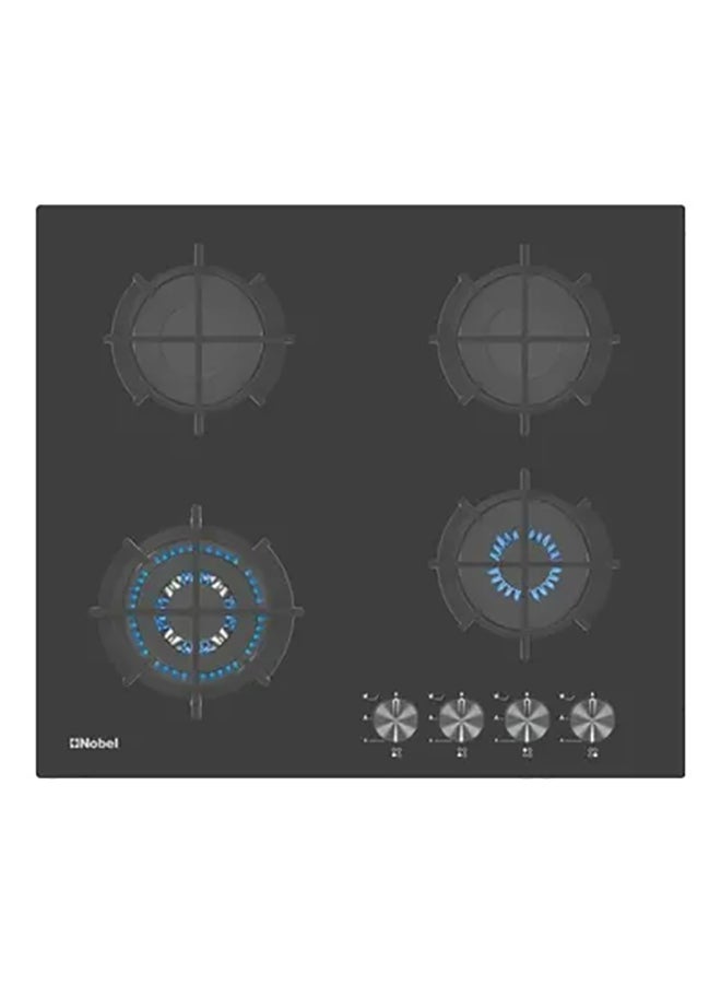 Builtin - Hobs Glass Black 60Cm 4 Gas Burner Ffd Cast Iron Grids NBH6402GH NBH6402GH Black