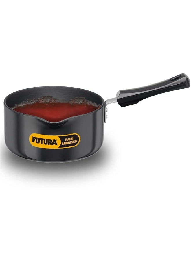 Futura Hard Anodised Saucepan Without LID and Induction Compatible Base 3.25mm Thick 2 Litre s Black