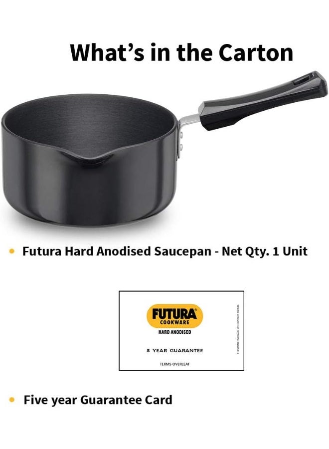 Futura Hard Anodised Saucepan Without LID and Induction Compatible Base 3.25mm Thick 2 Litre s Black