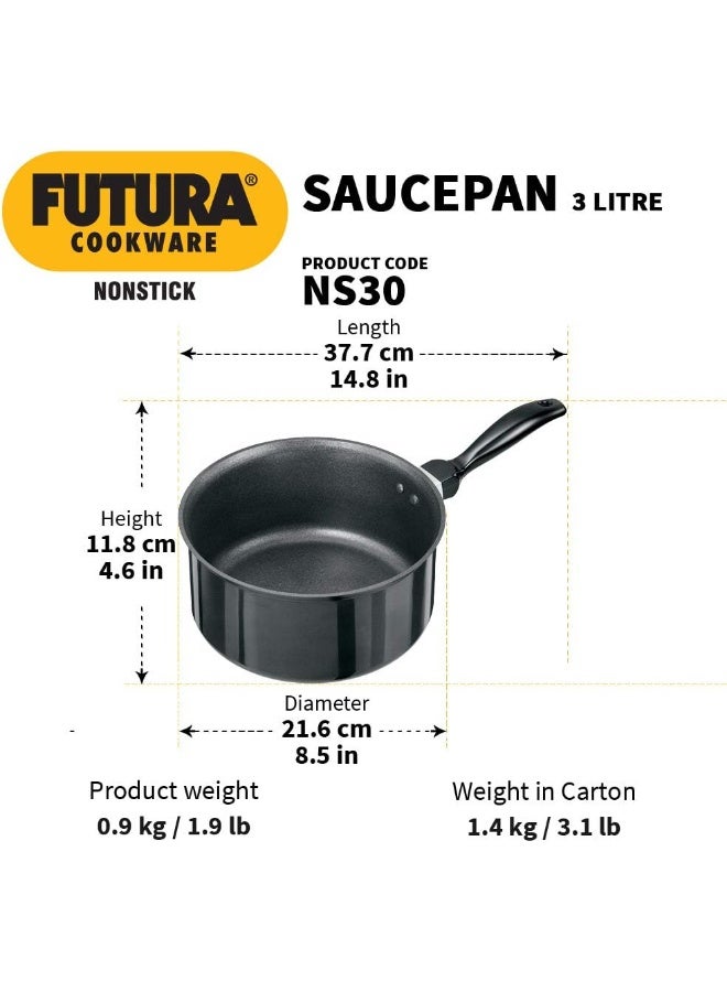 Futura Nonstick Saucepan 3 Litre 20 cm 3.25 mm Q80 - Black