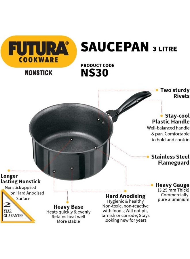 Futura Nonstick Saucepan 3 Litre 20 cm 3.25 mm Q80 - Black