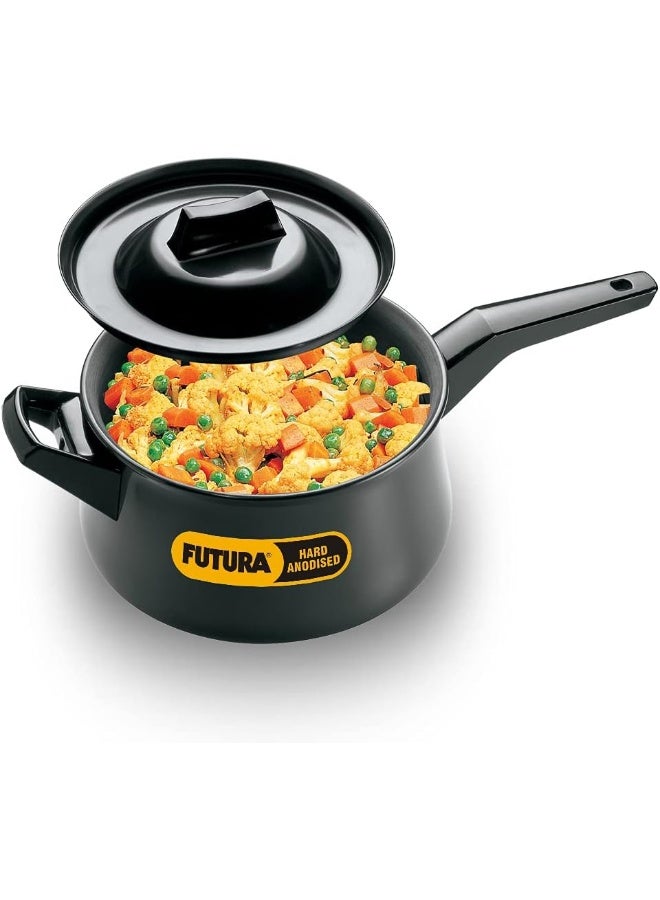 Futura Hard Anodised Handi Saucepan With Steel LID 4.06mm Thick 3 Litre s Black