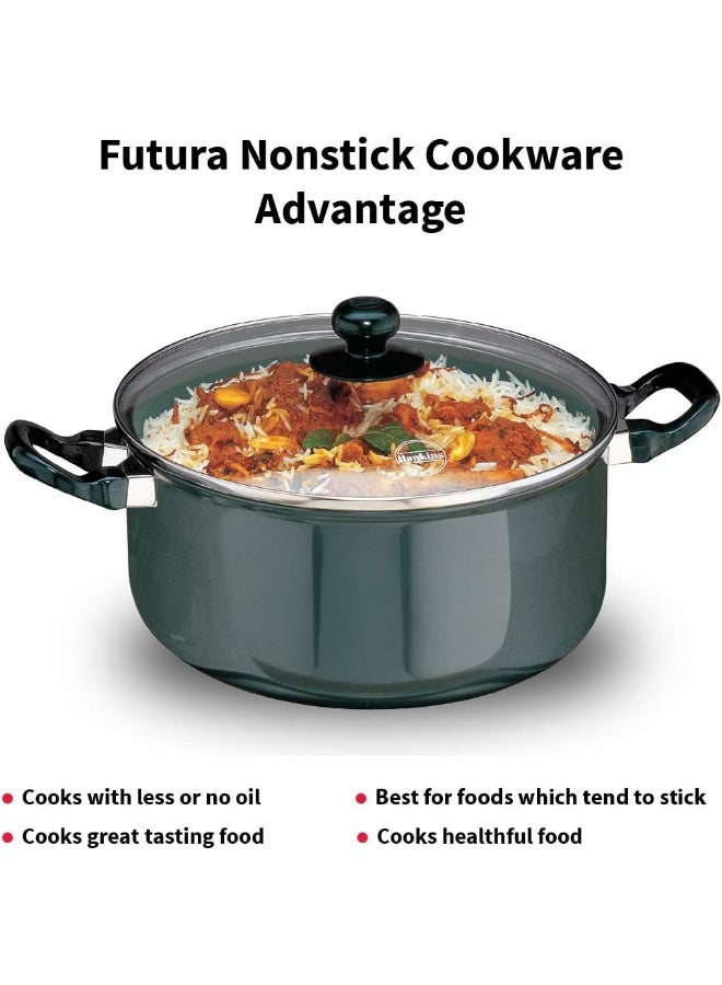 Futura 3 Litre Cook n Serve Stewpot Non Stick Pot with Glass Lid Cooking Pot with Lid Black NST30G