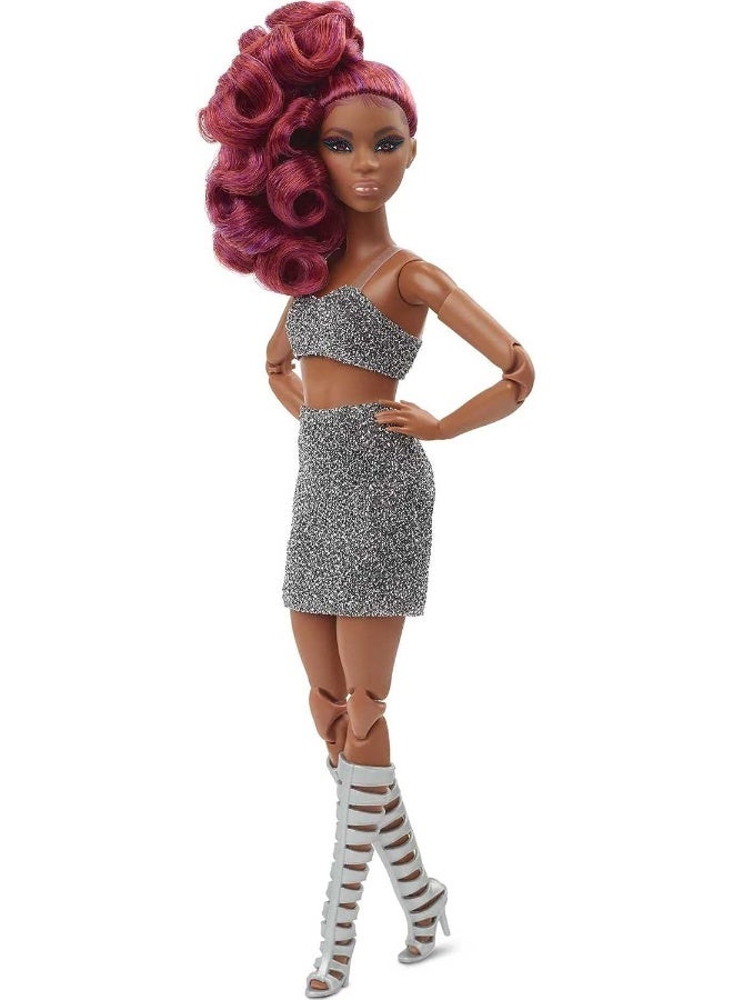 Barbie Signature Barbie Looks Doll (Petite, Red Hair) Fully Posable Fashion Doll Wearing Glittery Crop Top & Skirt, Gift for Collectors