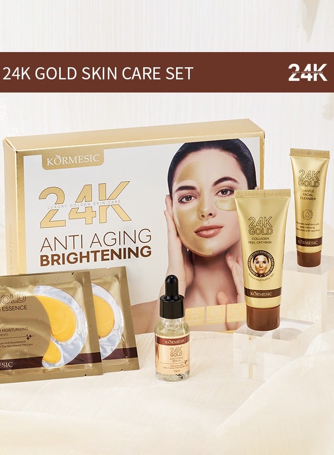 Five piece 24k Gold set box for facial care hydration