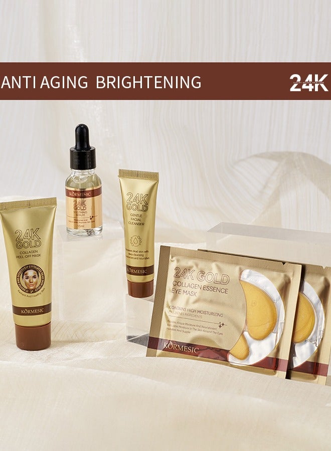 Five piece 24k Gold set box for facial care hydration