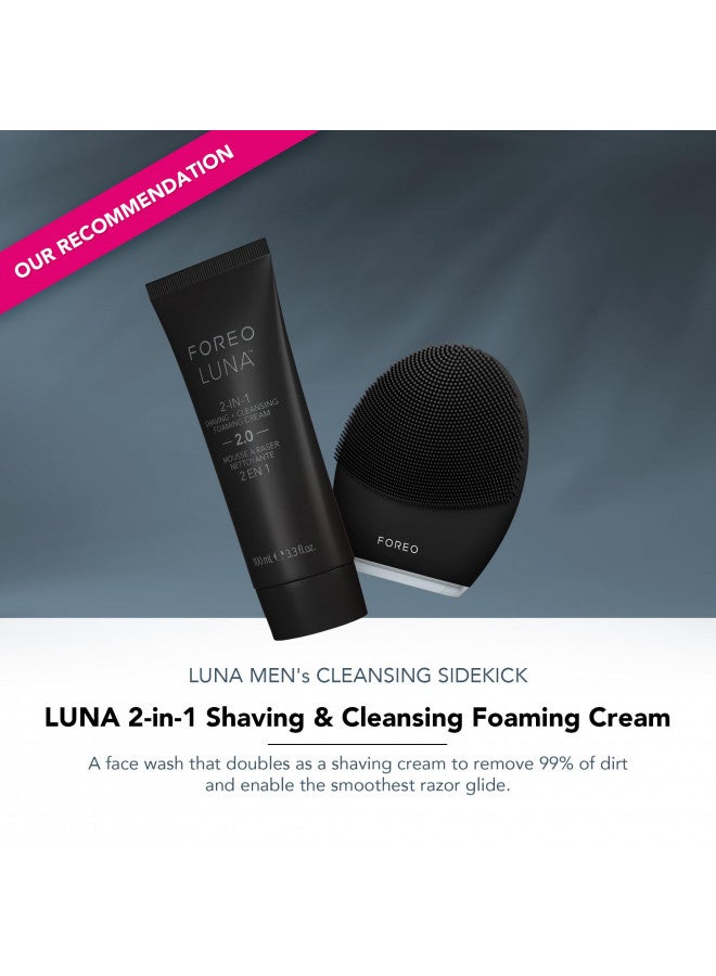 FOREO Luna 3 Men Silicone Facial Cleansing & Firming Massage Brush for Skin and Beard, Shave Prep, Ultra-Hygienic,16 Intensities, 650 uses/USB Charge, App-Connected, Waterproof, 2-Year Warranty