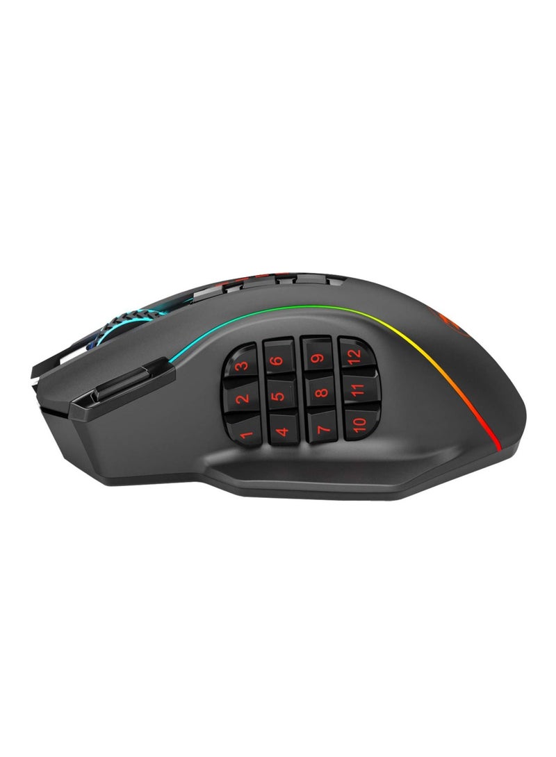 Redragon M901P-KS Gaming Mouse - 16 Programmable Buttons, 16000 DPI (Wireless, Black)