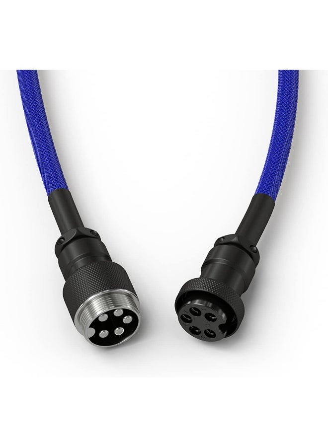 Coiled USB-C Cable - Premium Artisan Braided Cord For Mechanical Keyboards - GLO-CBL-COIL-COBALT