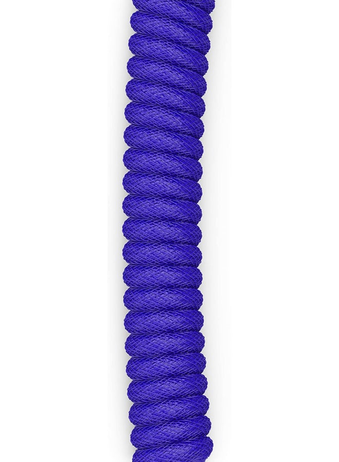 Coiled USB-C Cable - Premium Artisan Braided Cord For Mechanical Keyboards - GLO-CBL-COIL-COBALT