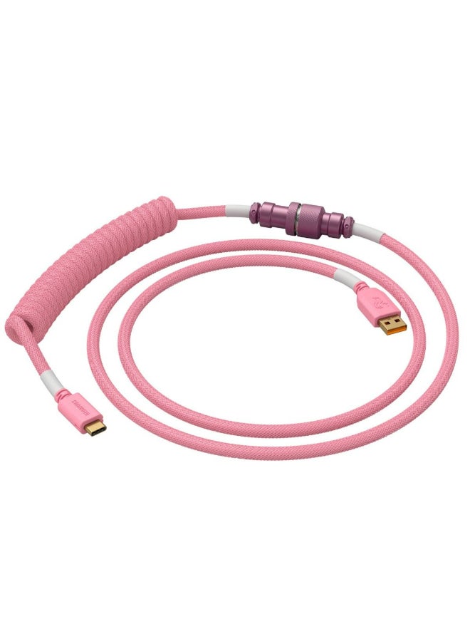 Coiled USB-C Cable - Premium Artisan Braided Cord For Mechanical Keyboards - GLO-CBL-COIL-PP