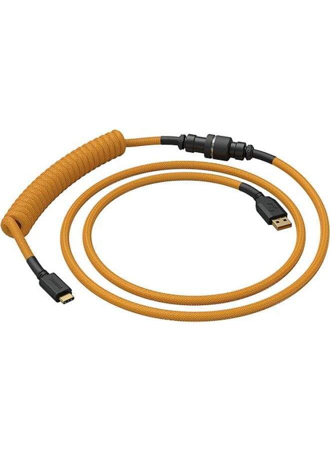 Coiled USB-C Cable - Premium Artisan Braided Cord For Mechanical Keyboards - GLO-CBL-COIL-GG