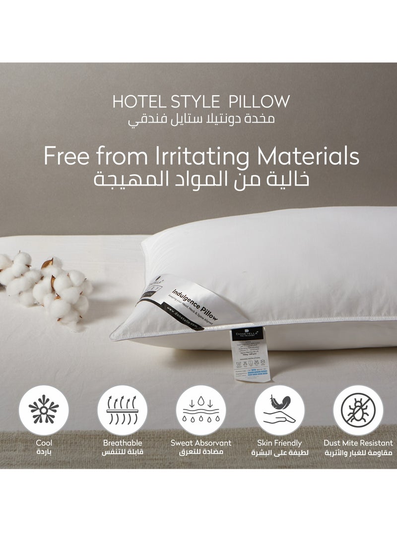 Single Hotel Cotton Pillow Shell Double Edge Stitched Premium Gel Fiber 1600 gms Filling 50x75 Soft Loft,White