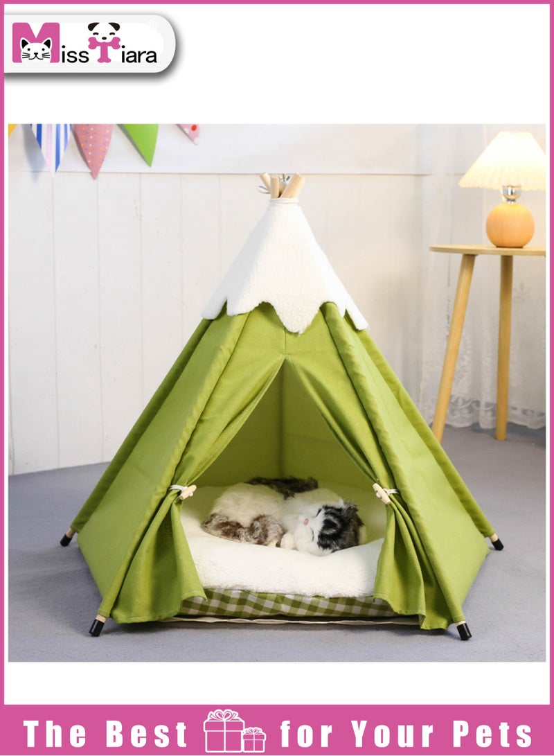 Cat Teepee Tent Portable Pet Teepee with Thick Cushion and Teepee Stabilizer for Small Dogs and Cats Washable Dog Teepee Tent 50cm