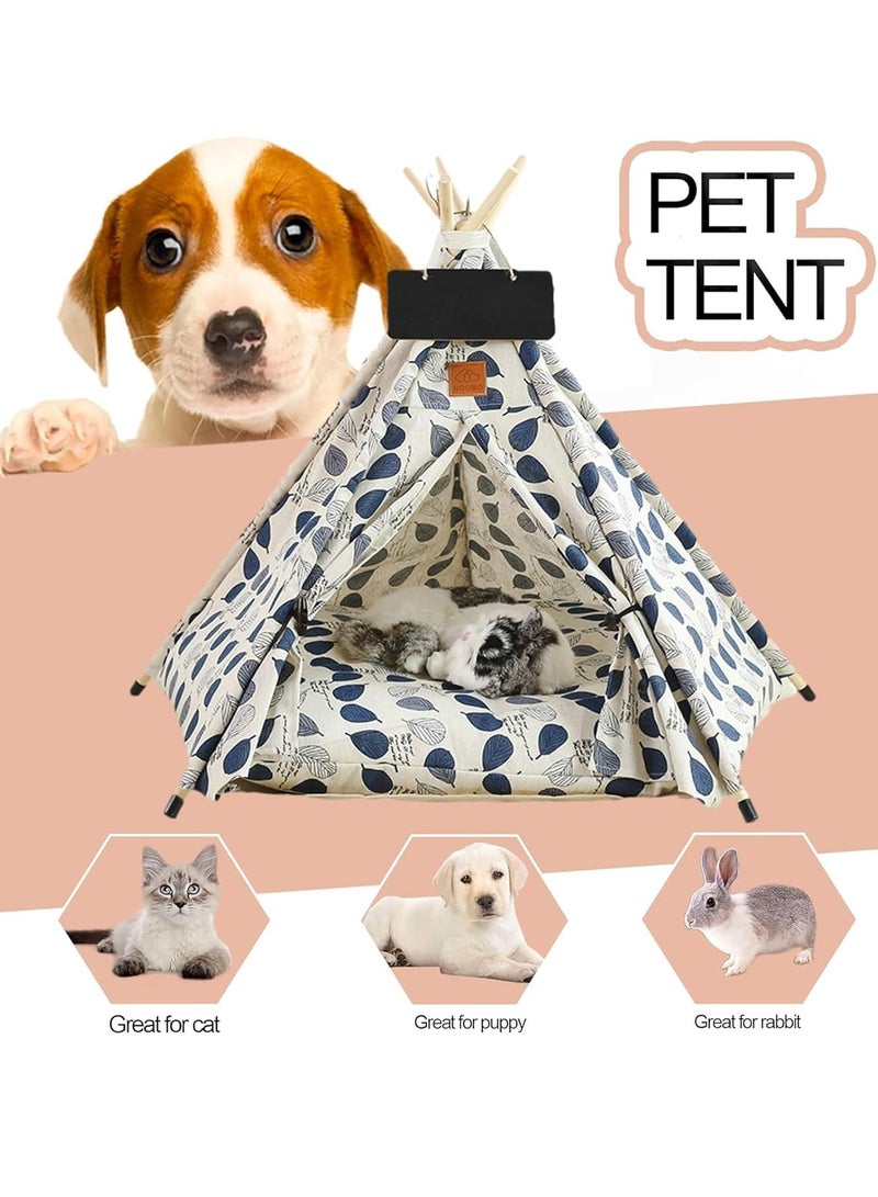 Cat Teepee Tent Portable Pet Teepee with Thick Cushion and Teepee Stabilizer for Small Dogs and Cats Washable Dog Teepee Tent 50cm