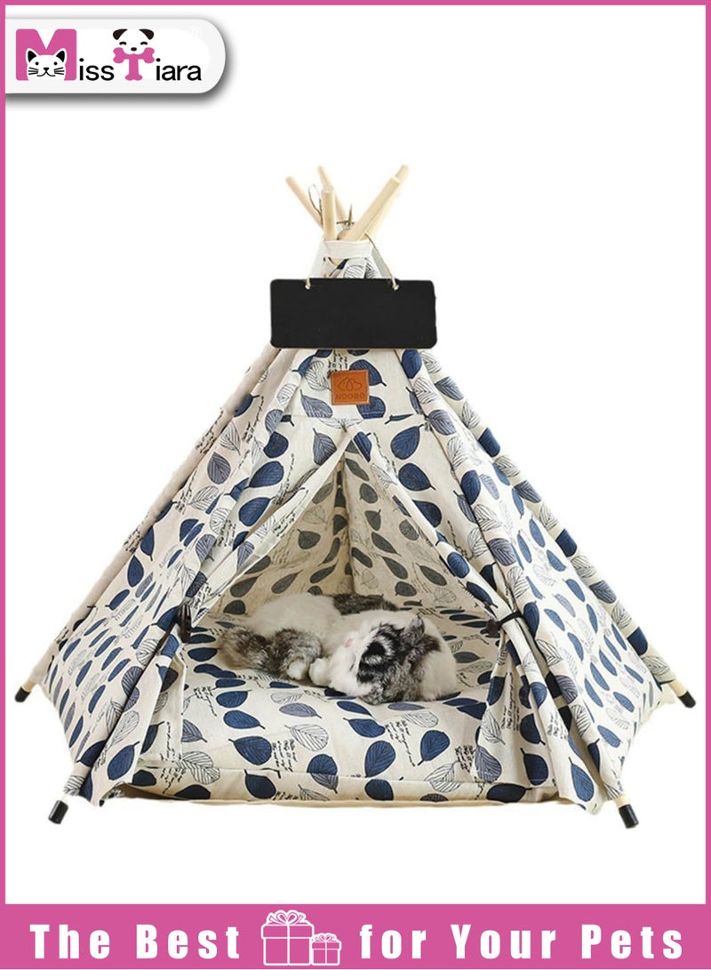 Cat Teepee Tent Portable Pet Teepee with Thick Cushion and Teepee Stabilizer for Small Dogs and Cats Washable Dog Teepee Tent 50cm