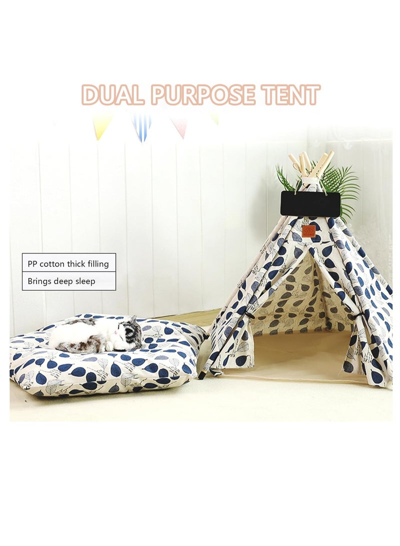 Cat Teepee Tent Portable Pet Teepee with Thick Cushion and Teepee Stabilizer for Small Dogs and Cats Washable Dog Teepee Tent 50cm