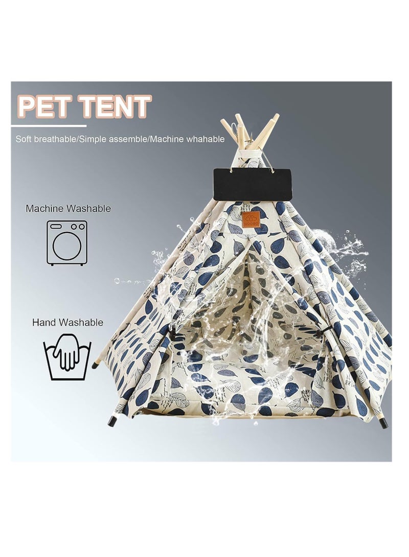 Cat Teepee Tent Portable Pet Teepee with Thick Cushion and Teepee Stabilizer for Small Dogs and Cats Washable Dog Teepee Tent 50cm