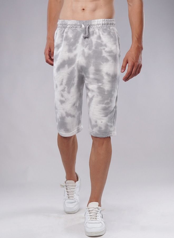 Men's Comfortable Silver Shaded Tie & Dye Short