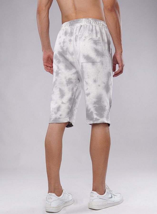 Men's Comfortable Silver Shaded Tie & Dye Short