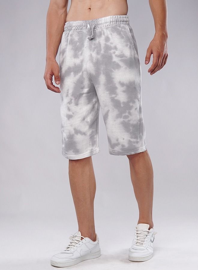 Men's Comfortable Silver Shaded Tie & Dye Short