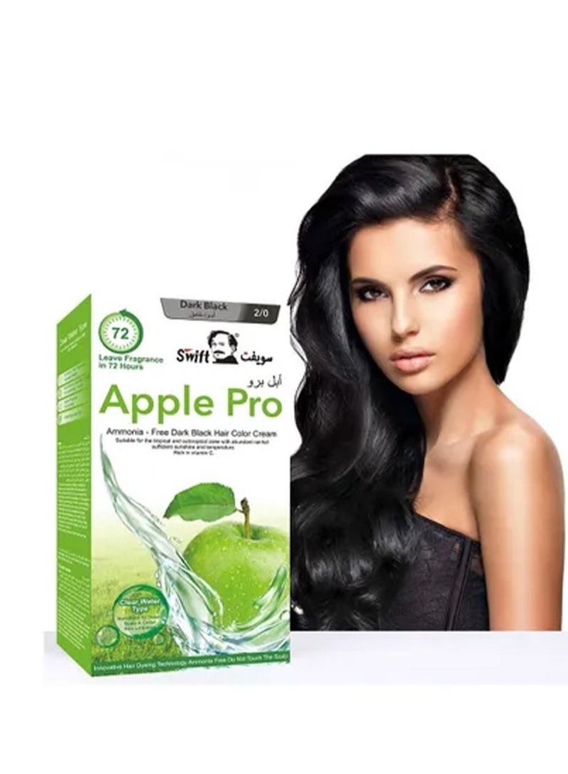 Apple Pro Ammonia free Hair Color Cream No. 2 Dark Black 1000ml