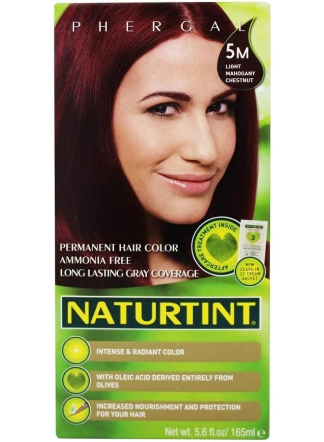 Permanent Hair Colour | For Long Lasting Grey Coverage | Intense & Radiant Colour Shine | Enriched With Natural Ingredients | Free From Ammonia & Paraffin | 5M-Light Mahogany Chestnut 165Ml