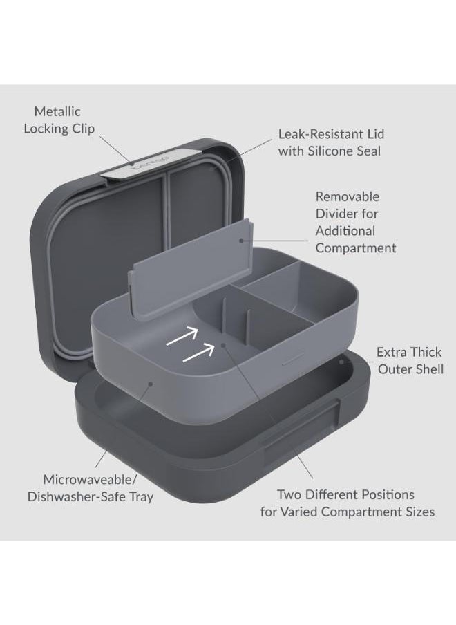 4 Compartments Modern Adult Lunchbox 850 Ml Dark Grey