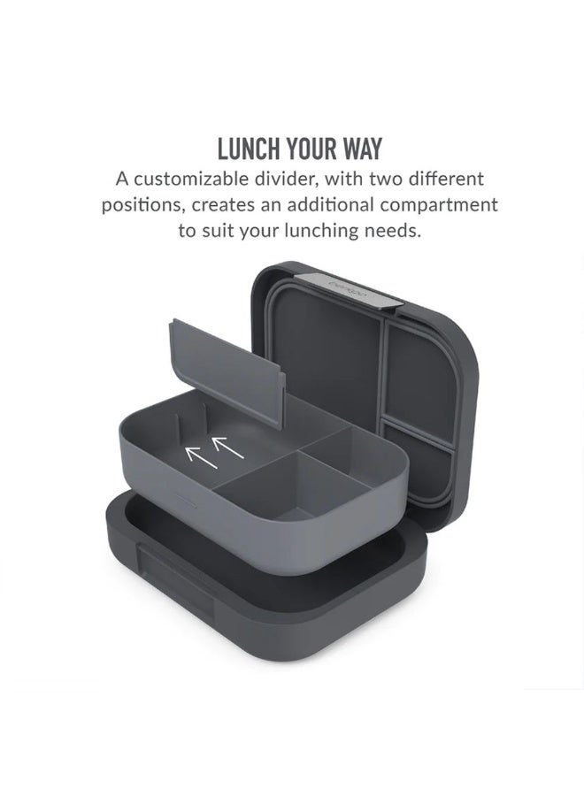 4 Compartments Modern Adult Lunchbox 850 Ml Dark Grey