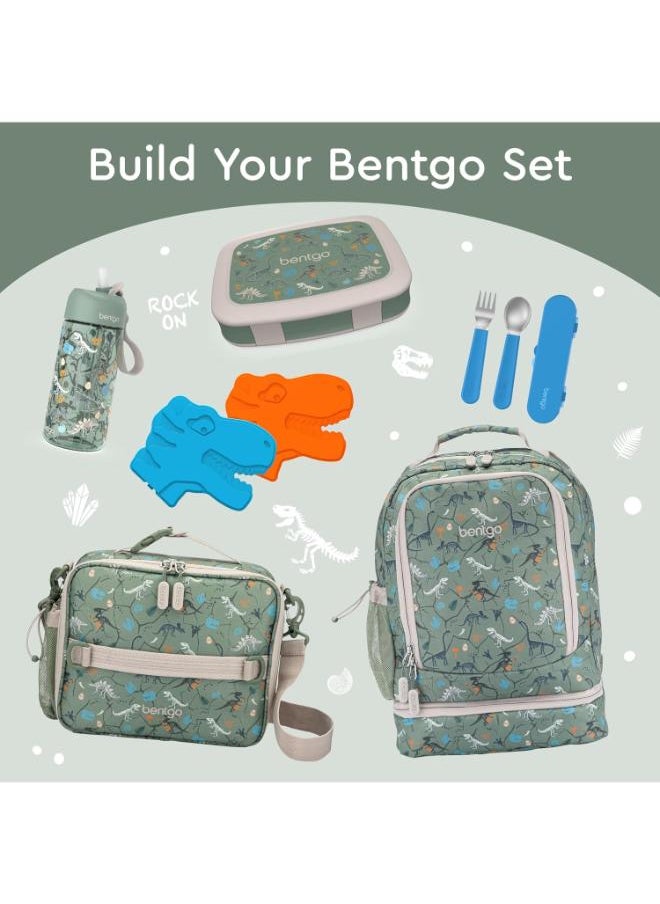Kids Prints Leak Proof, 5 - Compartment Bento - Style Kids Lunch Boxideal Portion Sizes For Ages 3 To 7Bpa - Free, Dishwasher Safe , Food - Safe Materials (Dino Fossils)