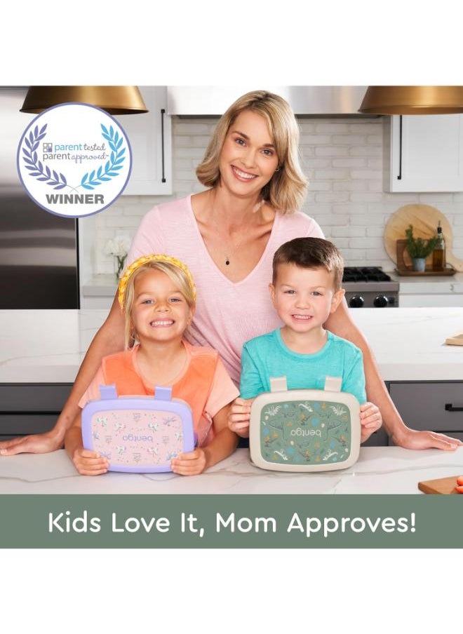 Kids Prints Leak Proof, 5 - Compartment Bento - Style Kids Lunch Boxideal Portion Sizes For Ages 3 To 7Bpa - Free, Dishwasher Safe , Food - Safe Materials (Dino Fossils)