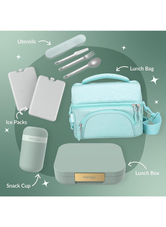 Modern - Leak Proof, Versatile 4 - Compartment Bento - Style Lunch Box, Ergonomic Design With Matte Finish, Ideal For On - The - Go - Balanced Eating For Adults And Teens - Bpa Free - Mint Green