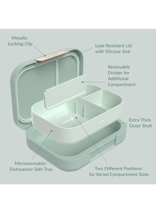 Modern - Leak Proof, Versatile 4 - Compartment Bento - Style Lunch Box, Ergonomic Design With Matte Finish, Ideal For On - The - Go - Balanced Eating For Adults And Teens - Bpa Free - Mint Green