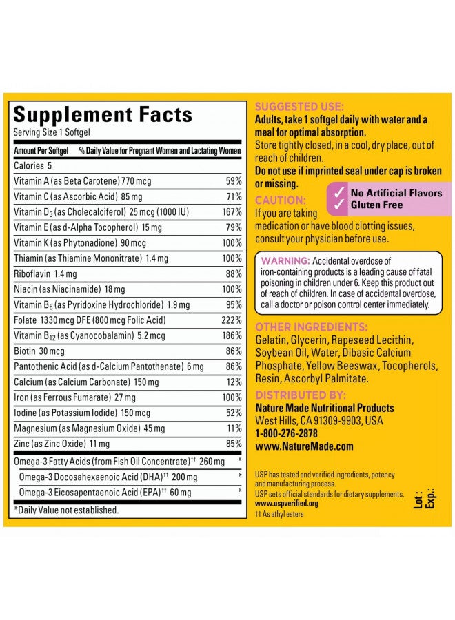 Prenatal Vitamin + DHA Softgel with Folic Acid, Iodine and Zinc, 90 Count