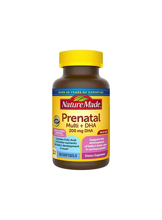 Prenatal Vitamin + DHA Softgel with Folic Acid, Iodine and Zinc, 90 Count