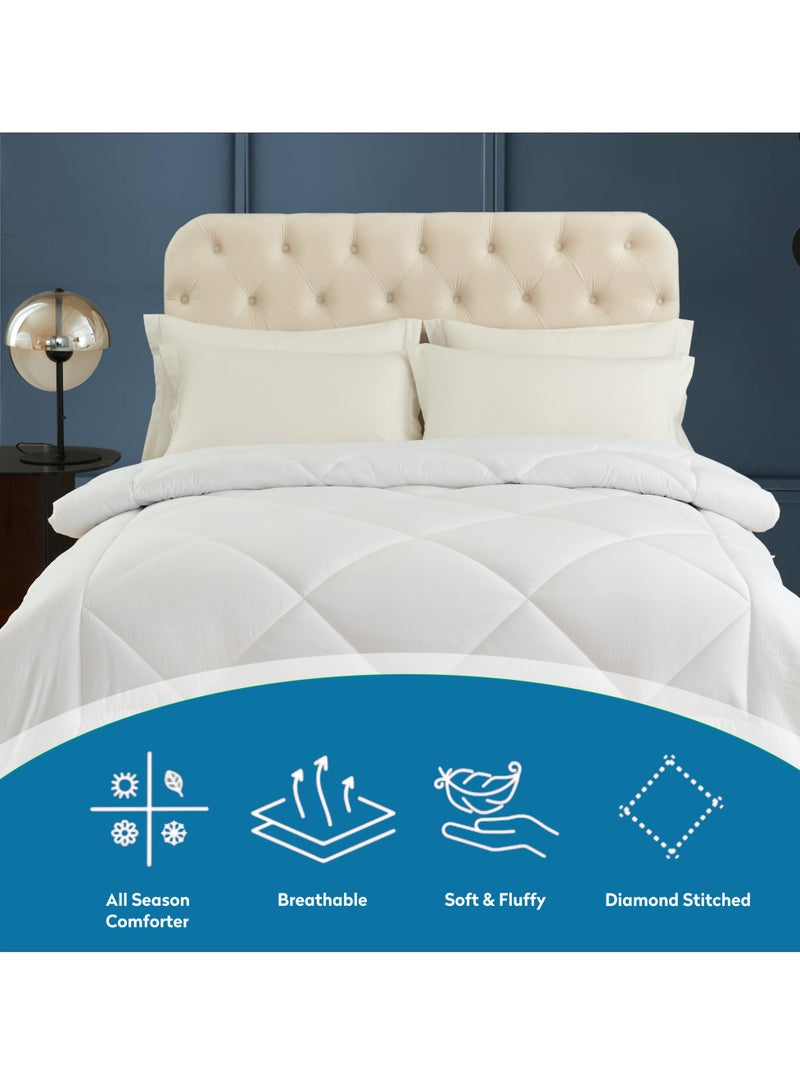 Luxury Hotel Style Duvet Insert Twin Size 170 x 230Cms, All Season Duvet Insert Box Quilting Comforter With 6 Corner Tabs, Super Soft Down Alternative Filling,White