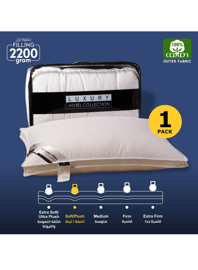 Hotel Style Bed Pillows: 2.2 Kg Soft Breathable Cotton Cover Top With Luxury Down Alternative Filling Pillow