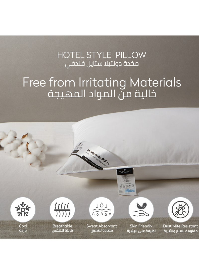 2 Pieces Hotel Pillow Cotton Shell Double Edge Stitched Premium Gel Fiber 1600 gms Filling Each 50x75 Soft Loft,White